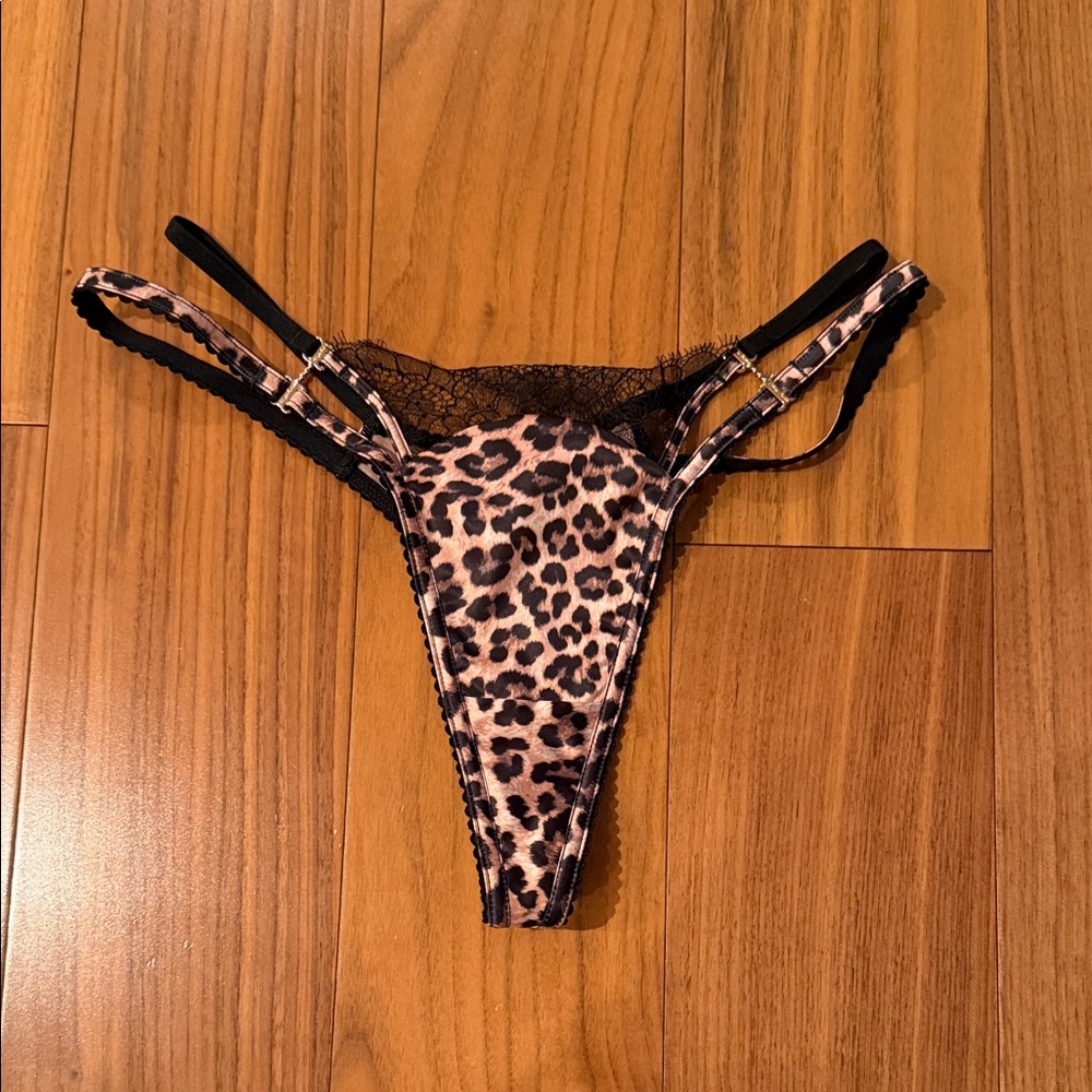 Honey Birdette Leopard Print Thong with Black Accents